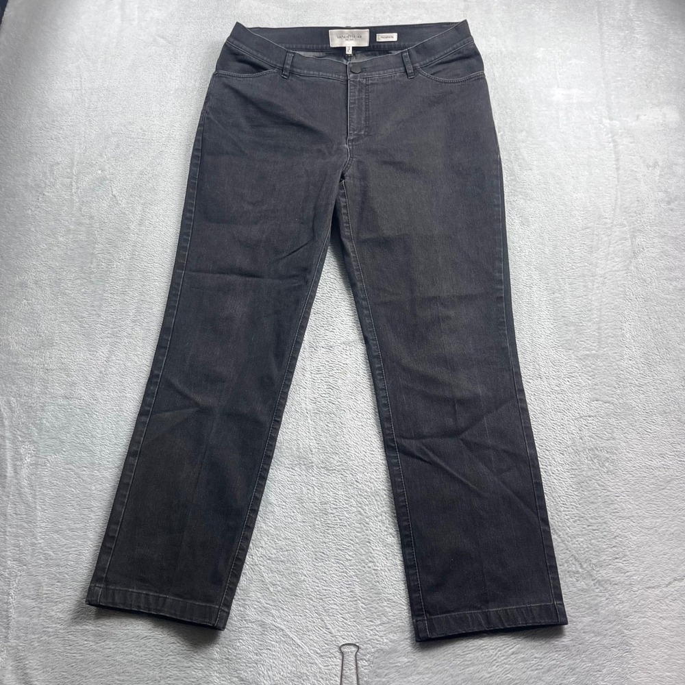 Lafayette 148 New York Thompson Slim Leg Jeans Charcoal Gray Women 34 Waist